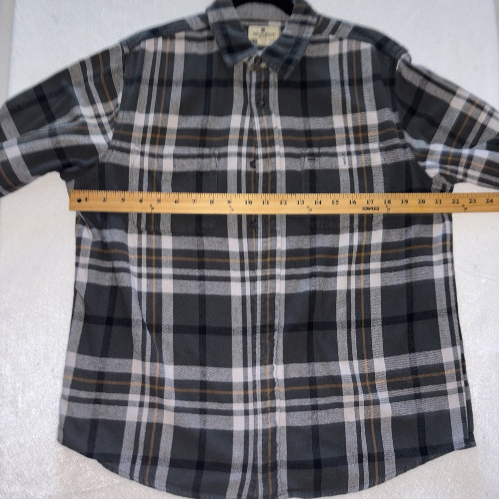 Woolrich Buffalo Plaid Flannel Shirt Men's Large Black Grey Tan - Picture 11 of 12